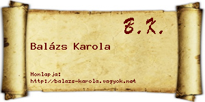 Balázs Karola névjegykártya