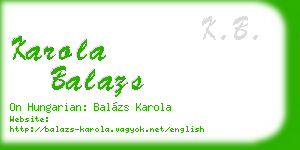 karola balazs business card